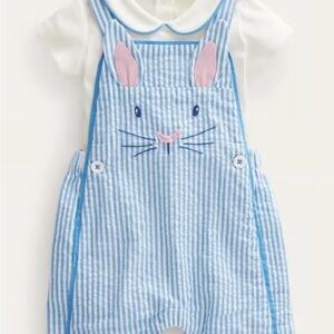 Baby Boden Seersucker Bunny Overalls